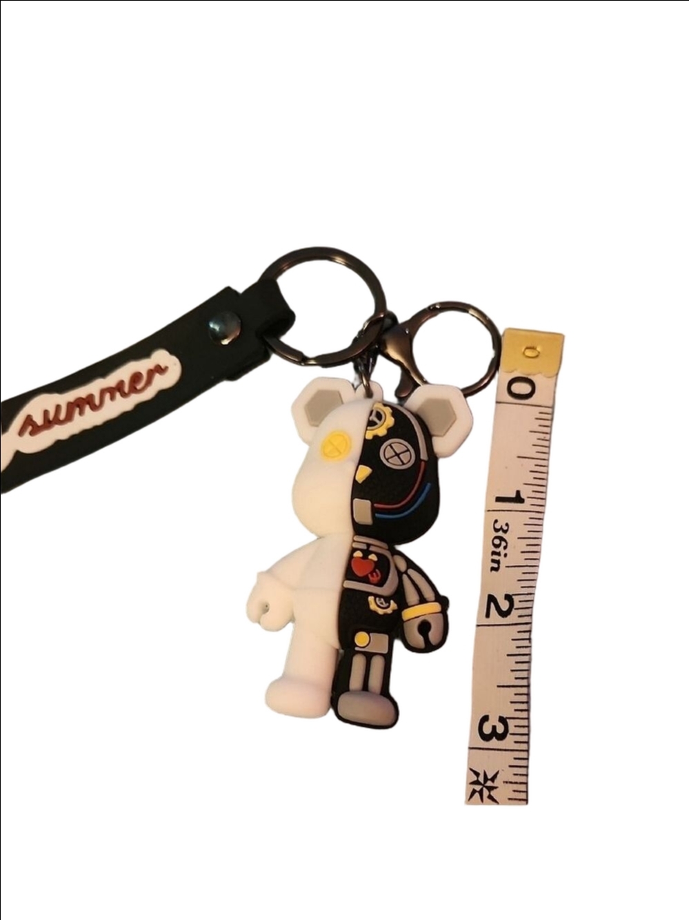 Teddy Bear Black and White Keychain be used as a bag charm - Picture 2 of 9